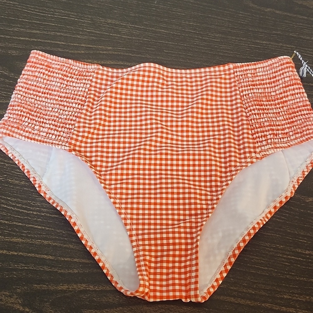 Draper James XXL RED Gingham SMOCKED Swimsuit Bottom ROCKABILLY